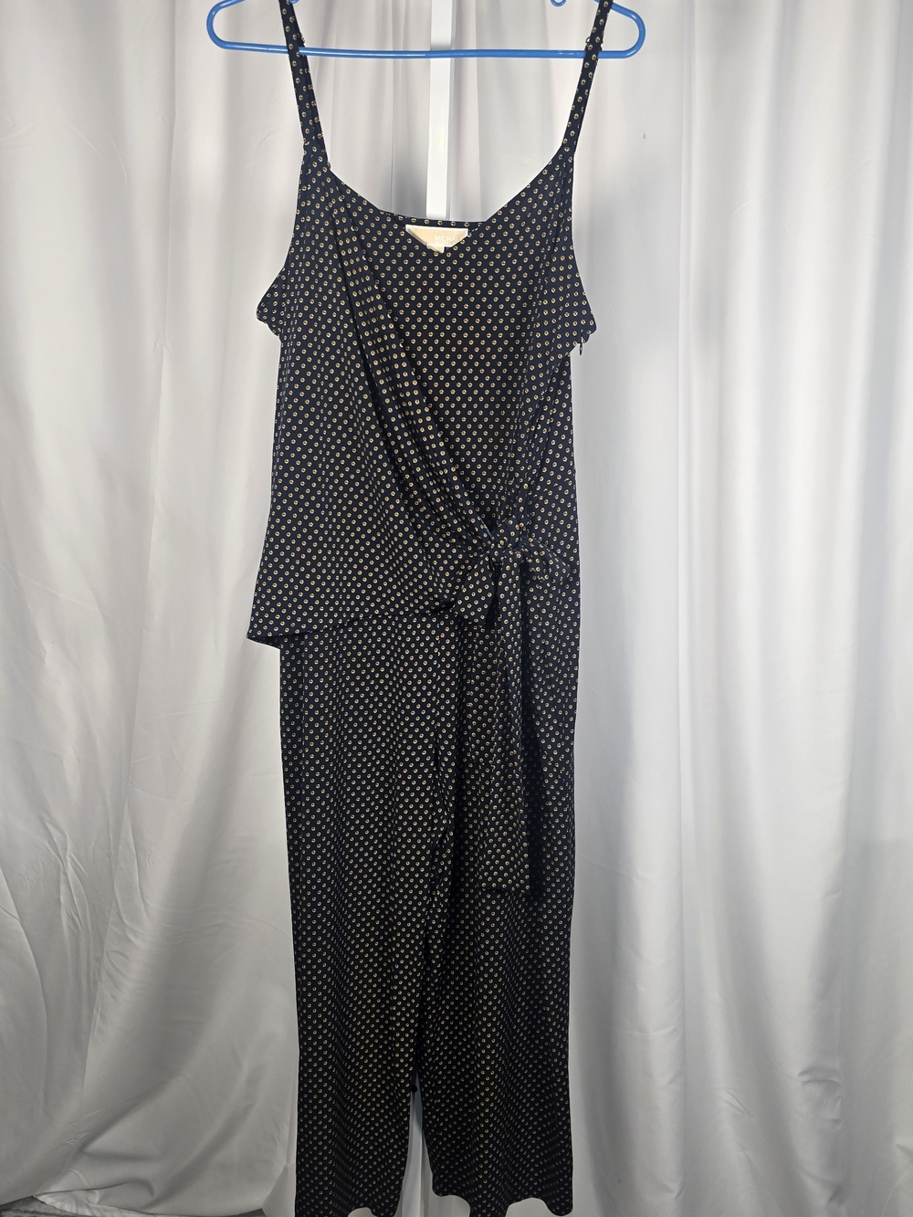 NWT Michael Kors Sz 2X Sleeveless Wrap Front Side-Tie Midnight Blue Jumpsuit